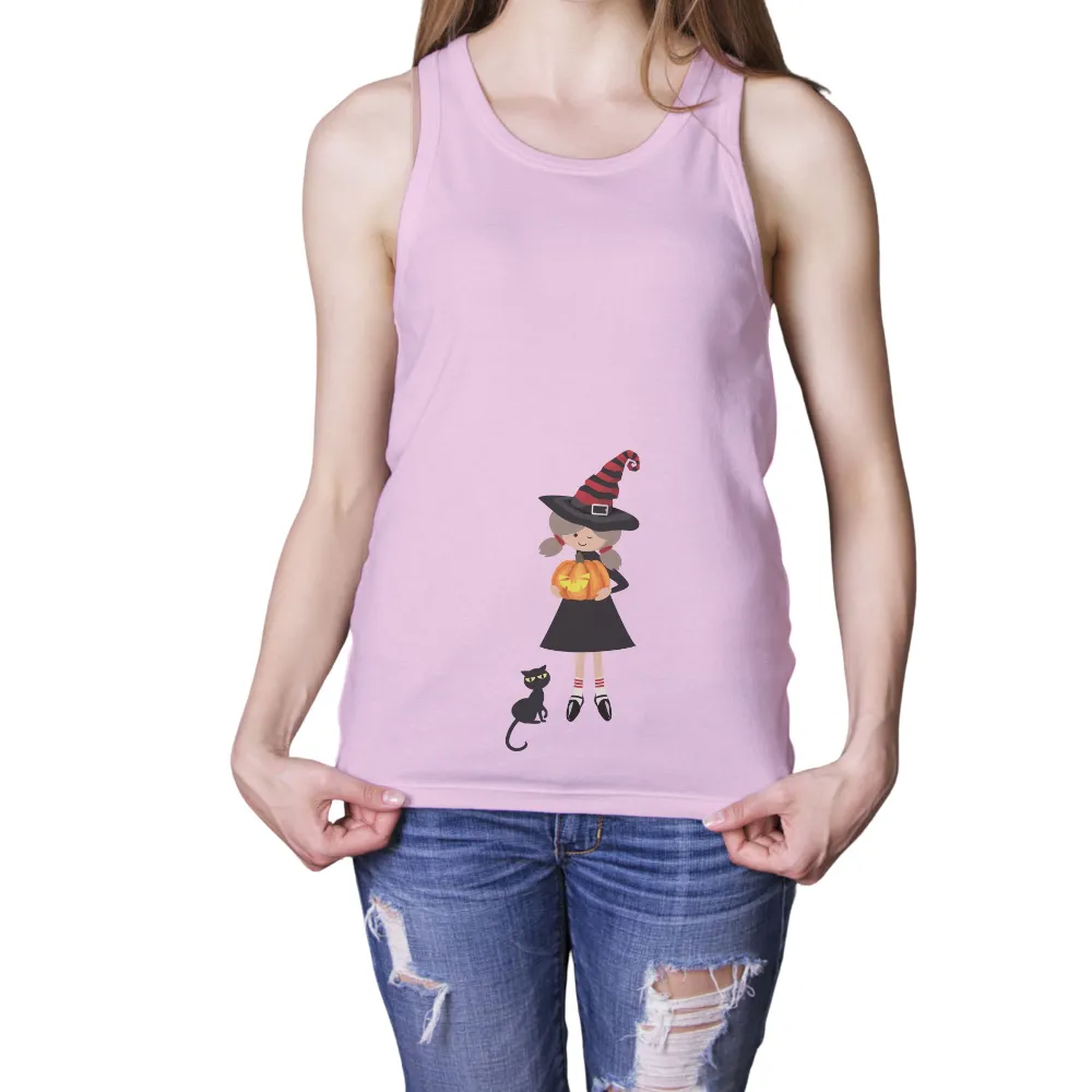 TShirt Design: Halloween Witch with Pumpkin and Black Cat|just do it halloween t shirt