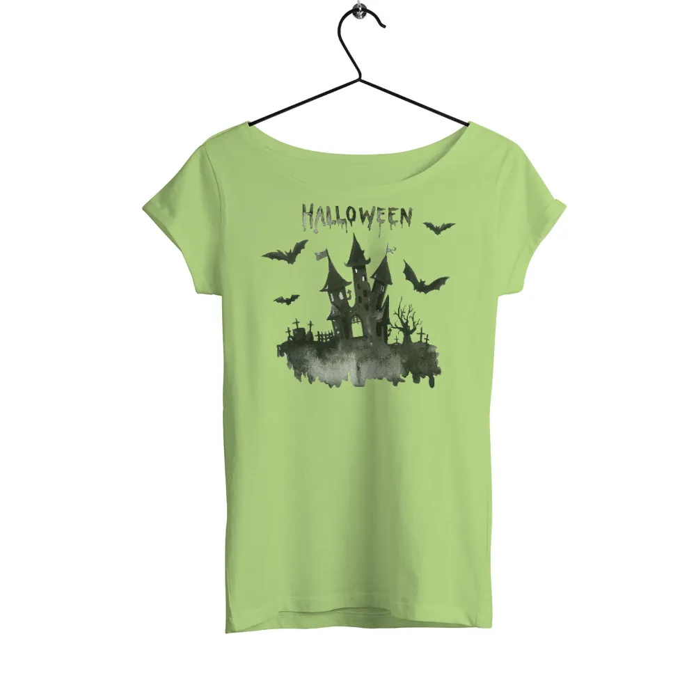 Tee Shirts Printed: Haunted Castle Halloween Design|leg avenue women's casual halloween long sleeve shirt dress