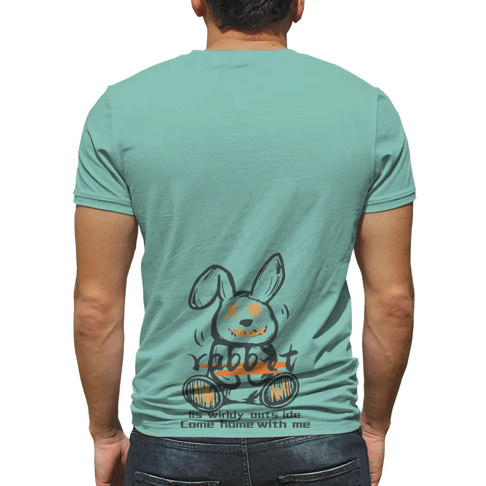 Customized Tee Shirts: Whimsical Rabbit - Artistic and Edgy Design|easter rabbit shirt