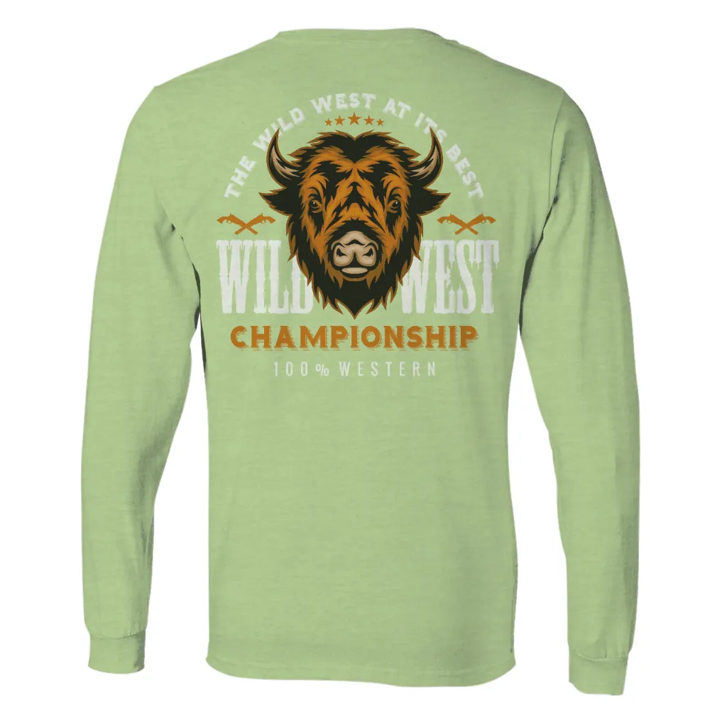 Shirts Graphic Tees: Thunder the Bison - Wild West Championship|4th of july western shirts