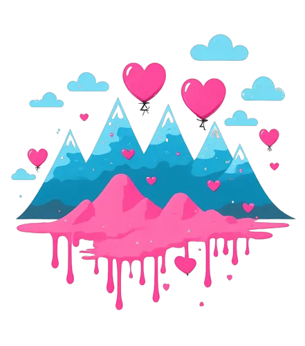 T-Shirts Design: Love Mountains - A Blend of Nature and Emotion