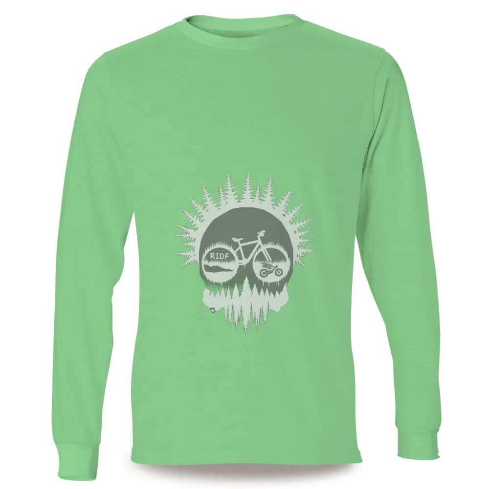 Tee Shirts Printed: Adventure Cycling in Deep Forest|one line art shirt