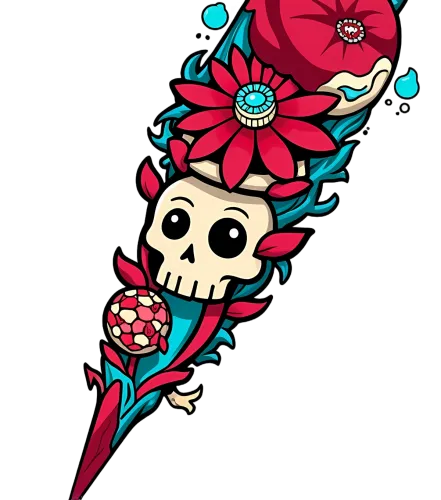 Customized Tee Shirts: Skull & Flowers - Life's Vibrant Cycle