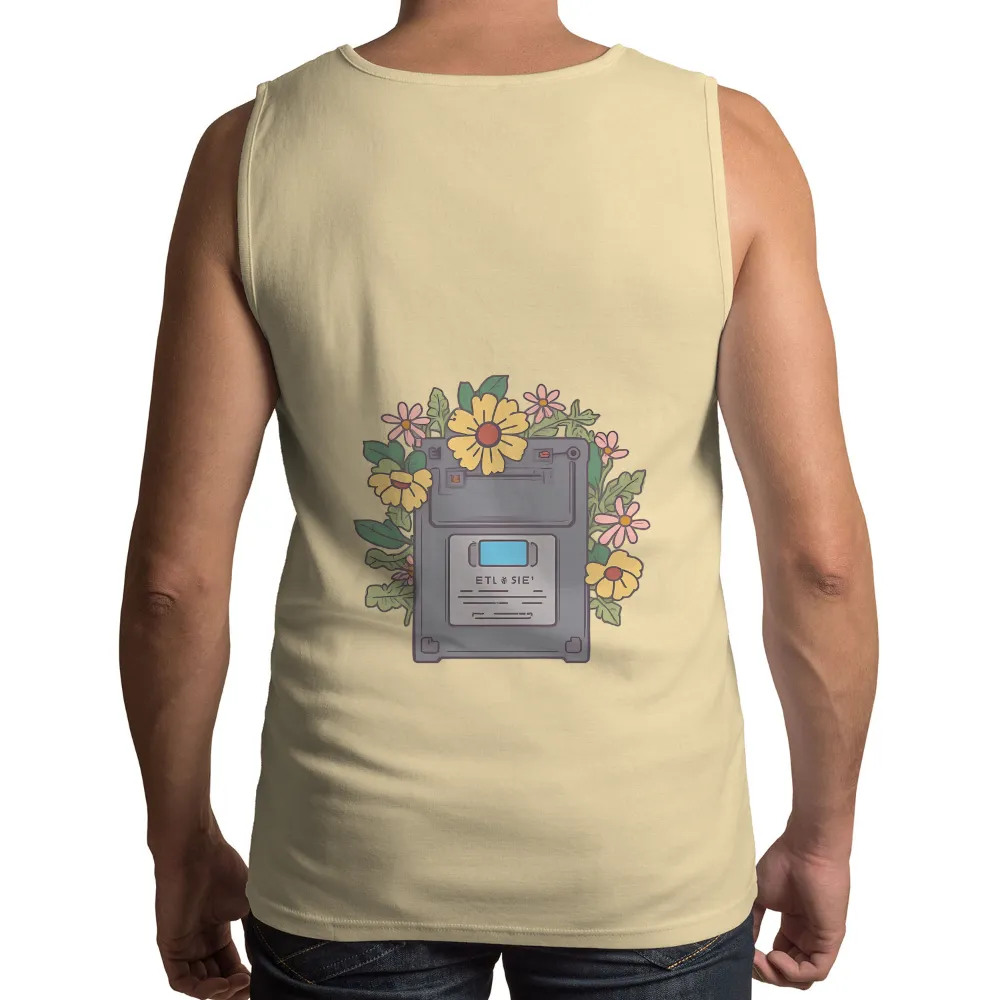 Custom T-Shirt Printing: Vintage Floppy Disk with Nature Elements|90s vintage tshirts