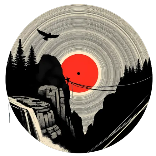 Shirts Graphic Tees: Climber Reaching for the Star on a Vinyl Record