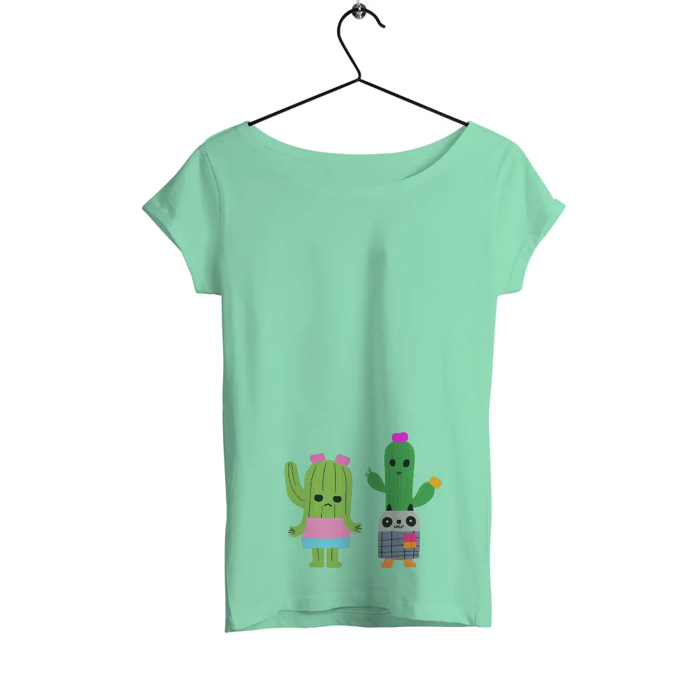 Tee Shirts Printed: Grumpy Cactus and Cheerful Friend|oversized plaid flannel boyfriend tunic shirt for women