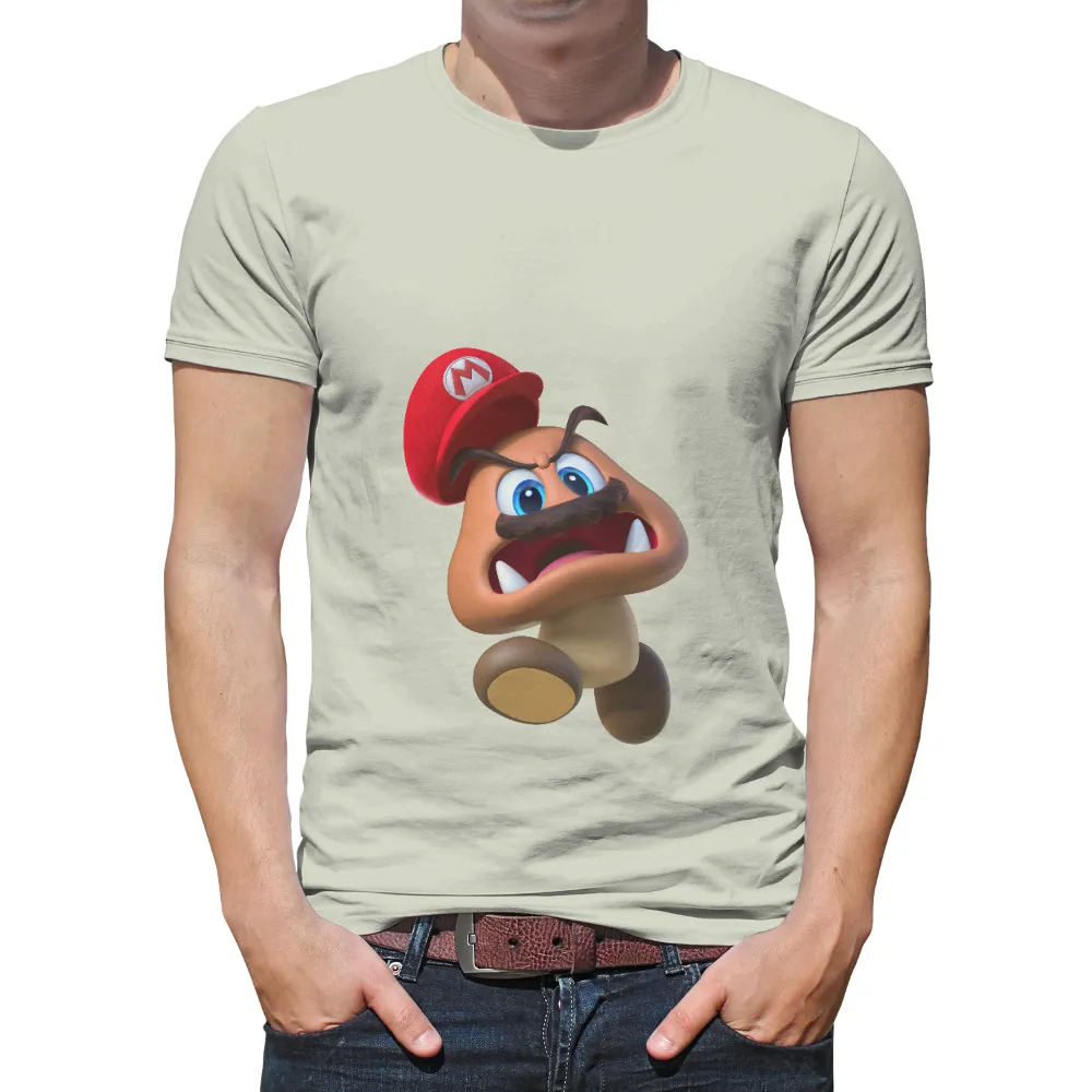 T-Shirts Design: Goomba with Mario Hat - Gaming Nostalgia|90s retro tshirts