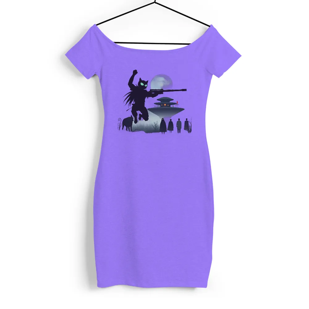 Customized Tee Shirts: Luna, Guardian of the Moon's Magic|alien cat vibrating