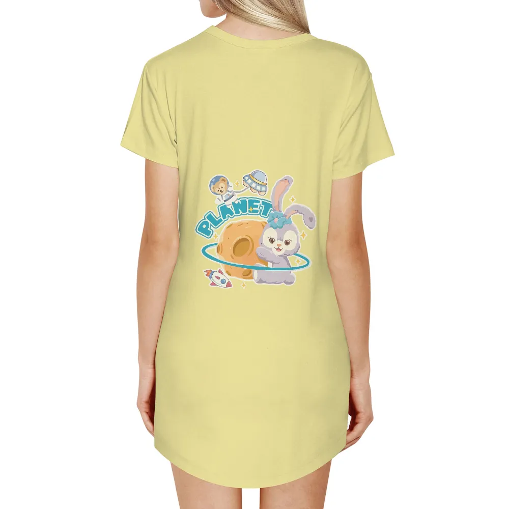 TShirt Printing: Space Bunny and Astronaut Friendship Adventure|cute valentine women's t shirts