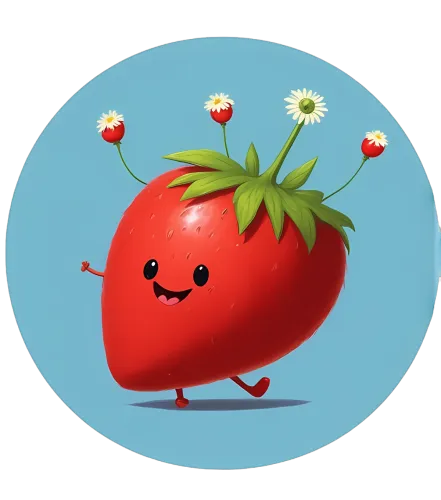 TShirt Design: Sunny the Cheerful Strawberry