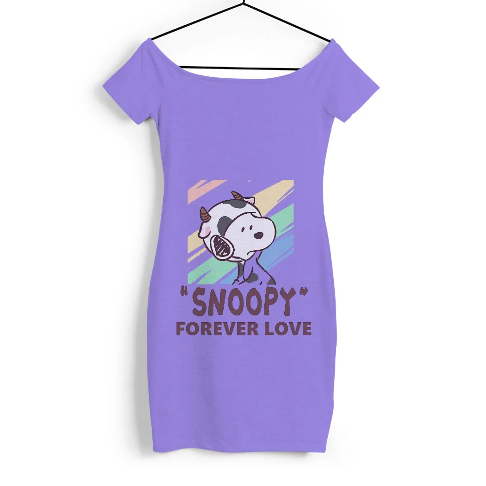 Snoopy Forever Love T-Shirt Printing - Pop Culture, Cow Costume, Pastel Colors|snoopy valentine's day t shirt