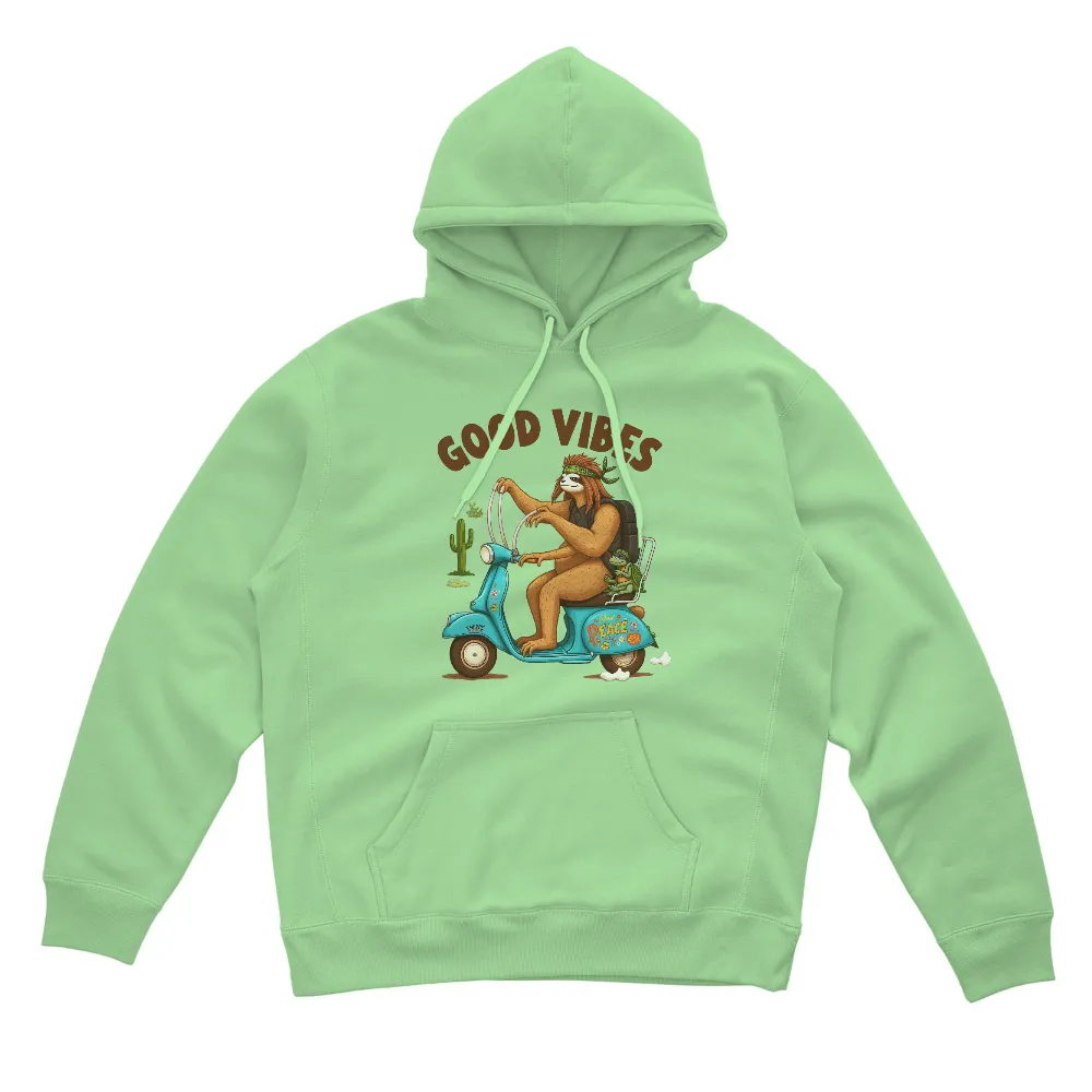 T-Shirts Design: Good Vibes Sloth Adventure| Whimsical adventure