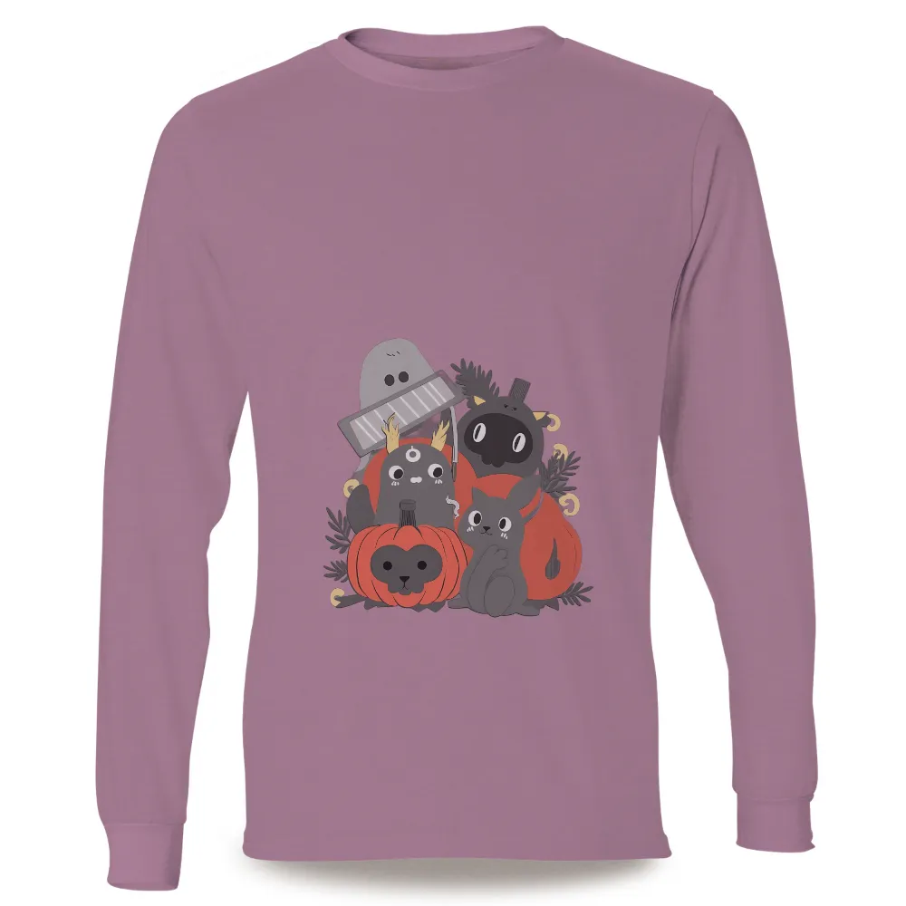 Graphic Tees: Halloween Fun with Adorable Creatures| Black cat on a pumpkin