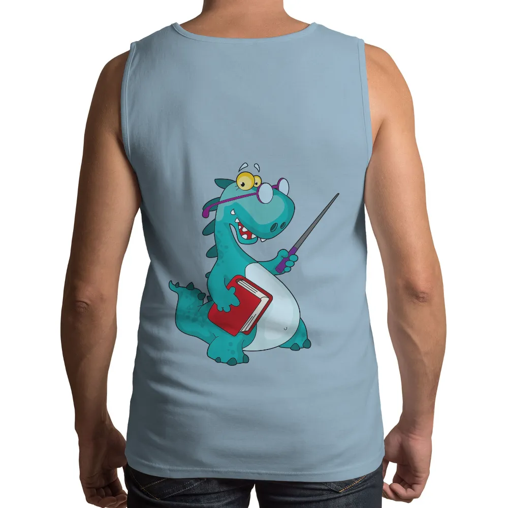 T-Shirts Pattern: Quirky Dragon Teacher with Red Book and Glasses|pokemon forest shirt