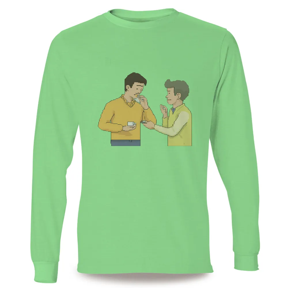 Tee Shirts Printed: Friendship Snack - Genuine Connection|cotton spring casual shirts