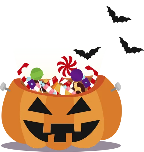 TShirt Printing: Halloween Pumpkin Bucket Filled with Candies