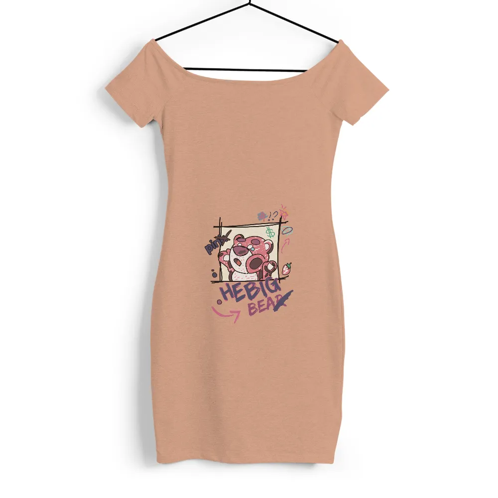 Customized Tee Shirts: The Whimsical Pink Bear - Pop Culture Inspired Design|summer retro surf marine life printed casual tee