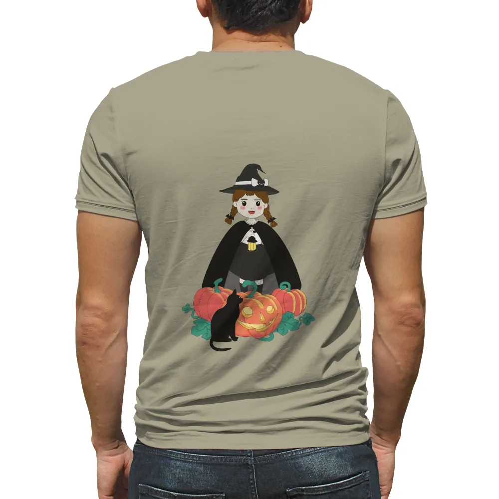 T-Shirts Custom: Halloween Witch with Pumpkins and Black Cat|halloween 2022 shirts