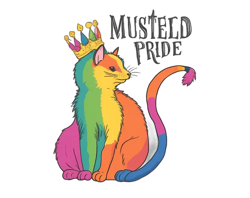 Graphic Tees: Musteld Pride Rainbow Cat - Artistic Designs