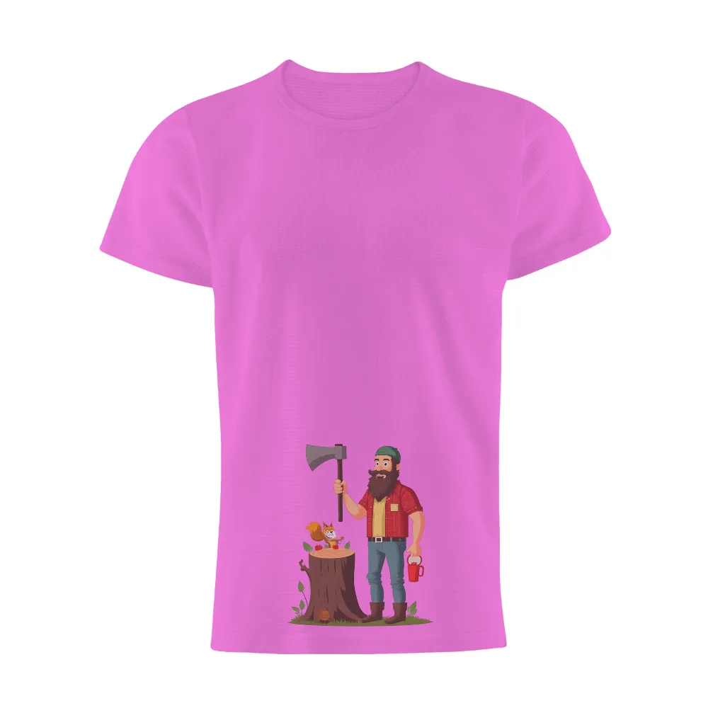 Custom Tee Shirts: Lumberjack and Squirrel - Nature's Harmony|squirrel winter t shirt