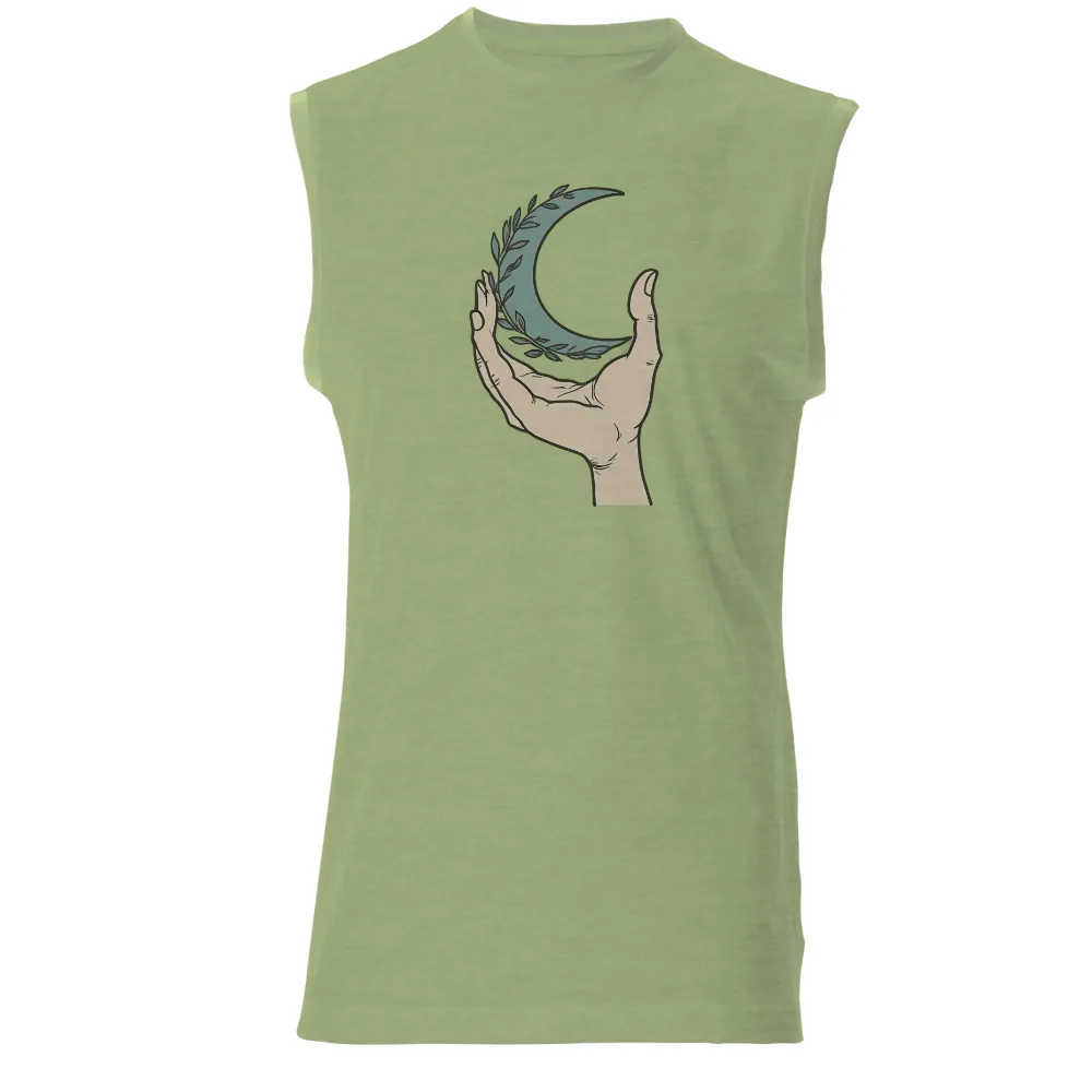 Shirts Graphic Tees: Hand Holding Crescent Moon - Artistic Design|hot topic moon knight shirt