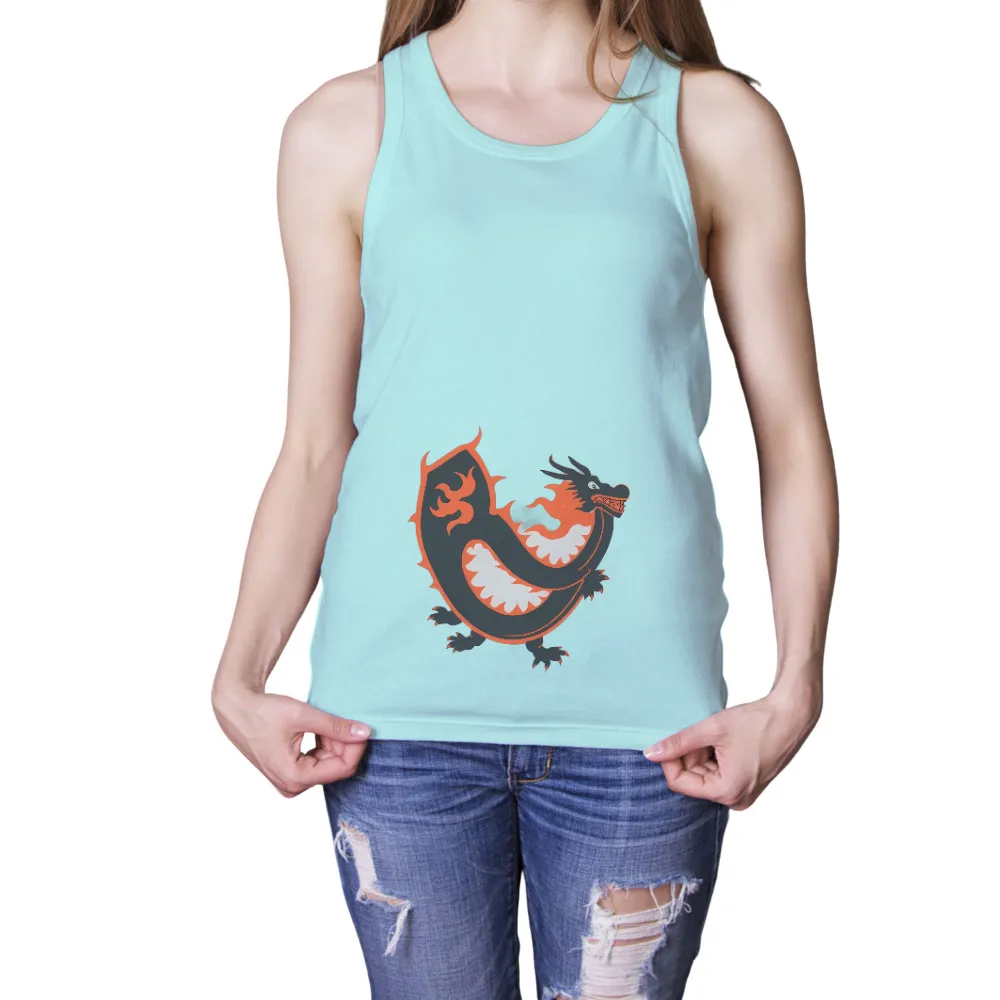 Dragon Tee Shirt Printing | Mythical Creature Power & Strength| flame-like patterns on wings