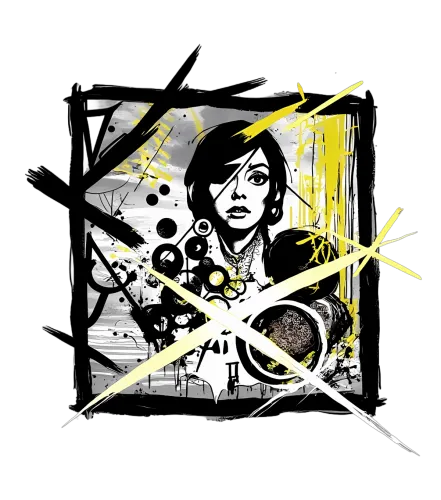 TShirt Printing: Cyberpunk Resilience - Yellow Lightning Bolt