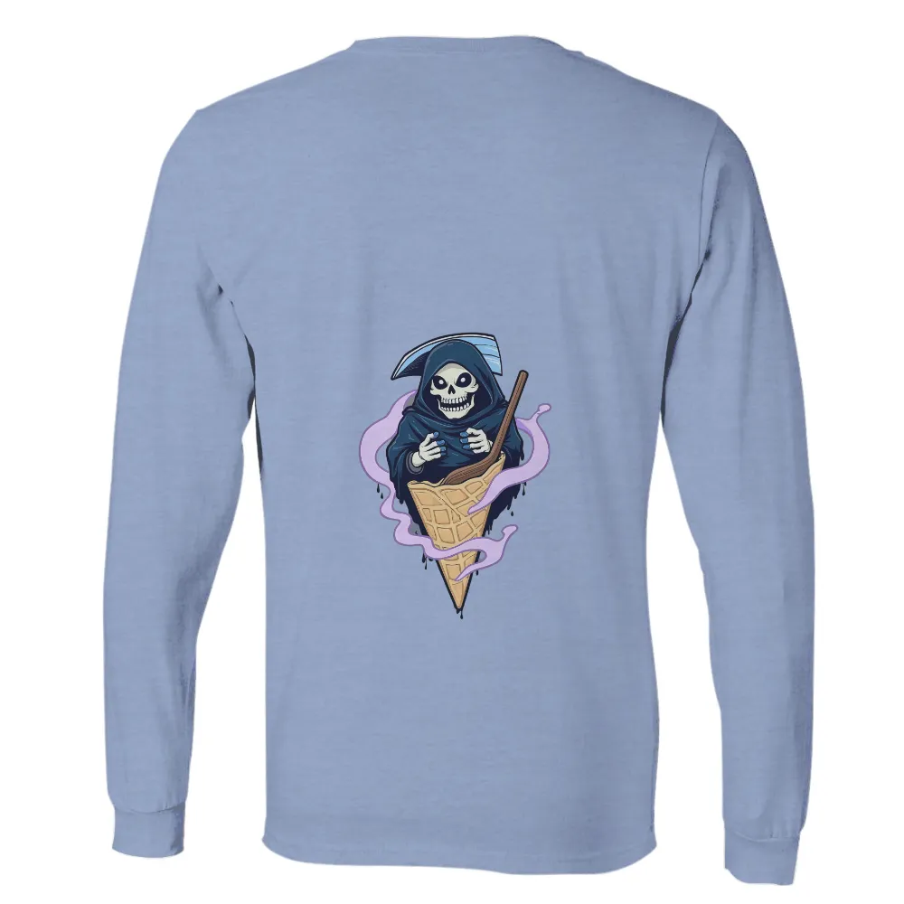 Customized Tee Shirts: Grim Reaper Ice Cream - Quirky and Surreal Designs| Quirky and dark-toned design