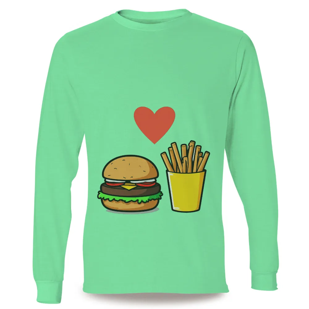 Customized Tee Shirts: Burger Love Fries - Fast Food Romance|love for damar 3 shirts