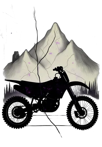 Customized Tee Shirts: Adventure Awaits with Dirt Bike and Mountains