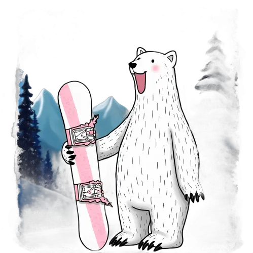 Tee Shirt Printing: Polar Bear Snowboarding Adventure