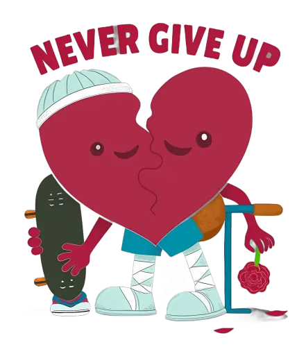 Graphic Tees: Never Give Up Heart Design