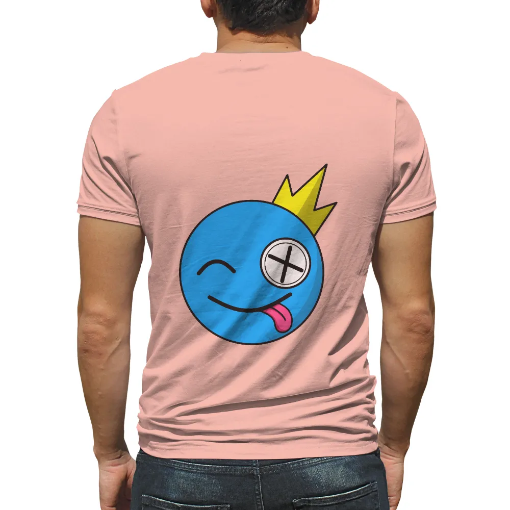 T-Shirts Pattern: Quirky Blue Emoji with Lightning Bolt - Pop Culture Fun|t shirt roblox r