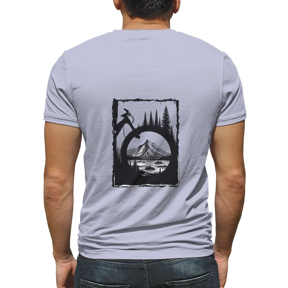 Graphic Tees: Nature's Harmony - Mountain, Lake, and Saw Design|reign forest fronds camp shirt