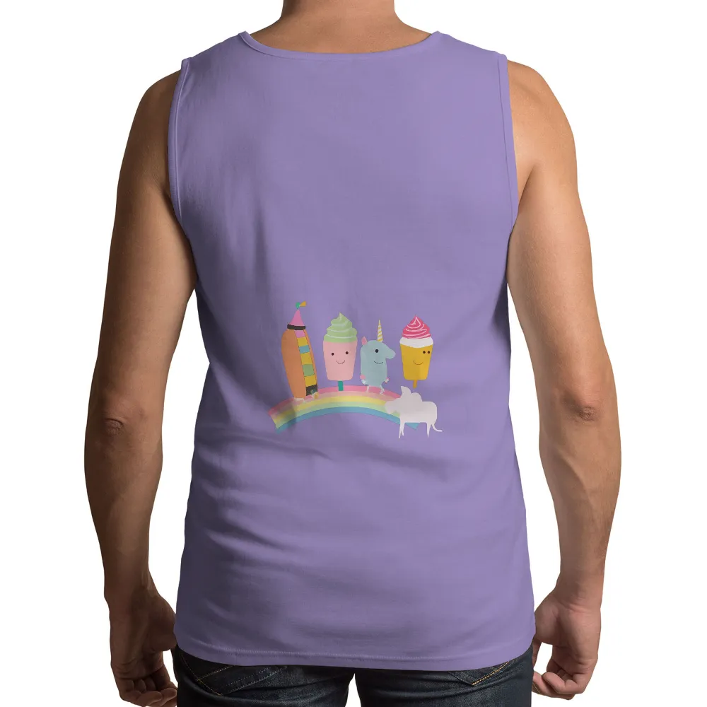 Customized Tee Shirts: Whimsical Rainbow Friends - Magical Childhood Imagination|over the rainbow tee