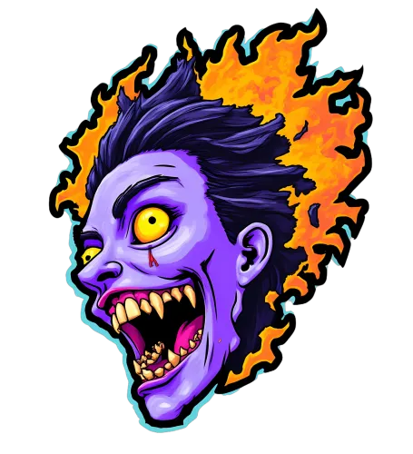 TShirt Design: Embrace Chaos with Fiery Comic Book Character