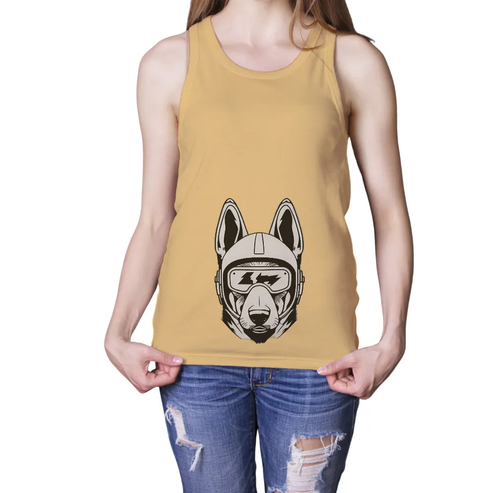 T-Shirt Printing: Cyberpunk Guardian - German Shepherd in Futuristic Gear| High-tech canine gear