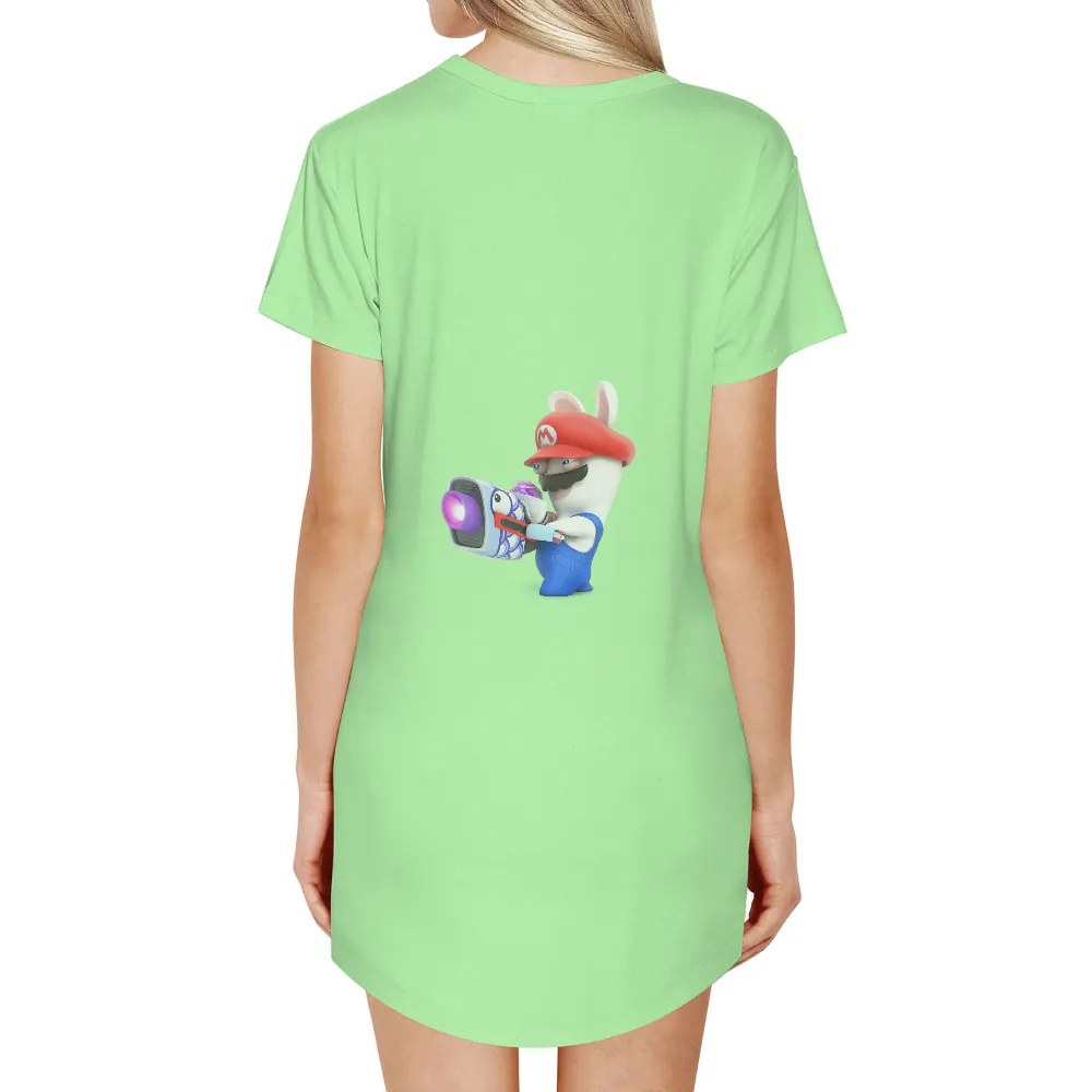 T-Shirts Custom: Gaming Fusion Character with Rabbit Ears|cartoon character with blue shirt