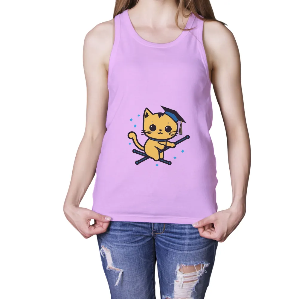 Shirts Graphic Tees: Celebrate Success with Whiskers| joyful cat celebrating success