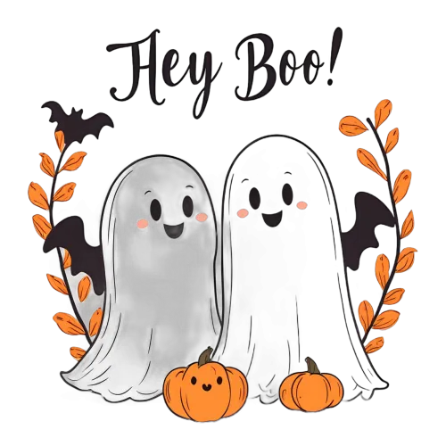 Hey Boo! TShirt Printing - Adorable Ghosts and Pumpkins