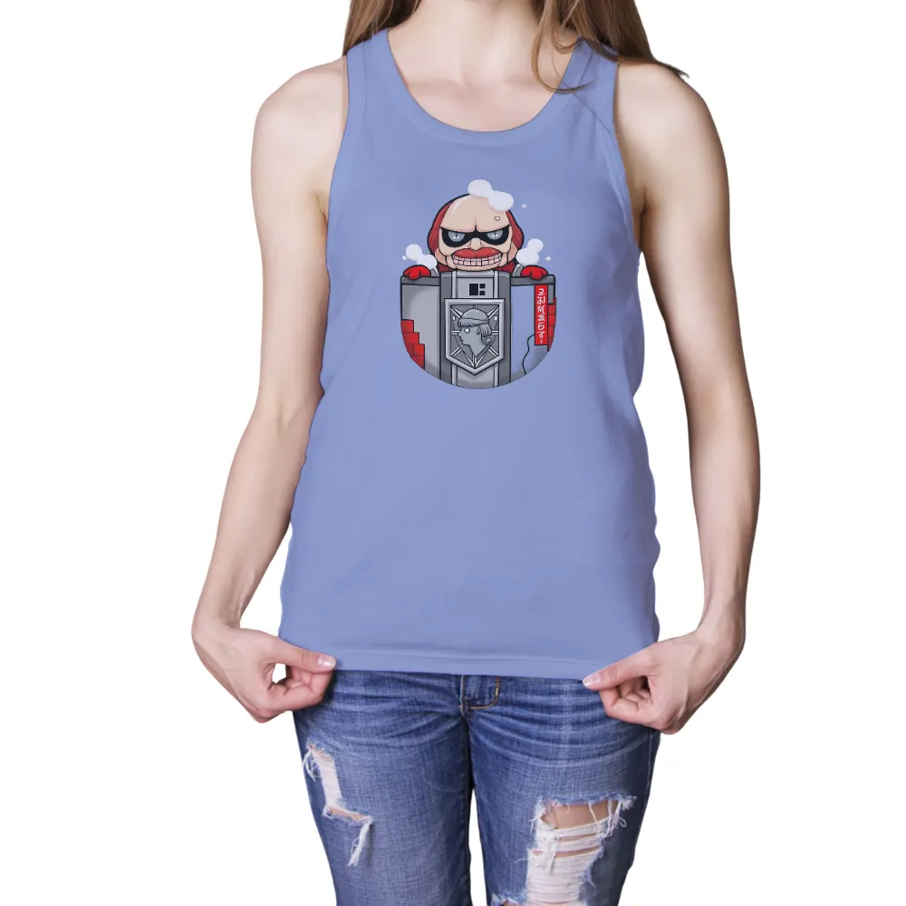 T-Shirt Printing: Pop Culture Anime Character with Shield|Playful anime character