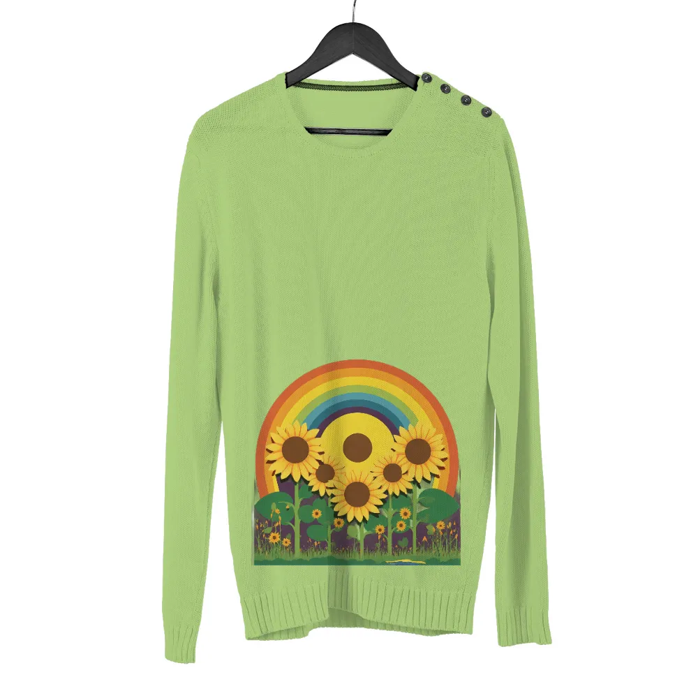 TShirt Printing: Sunflowers Under the Rainbow - Artistic Designs|rainbow big sister shirt