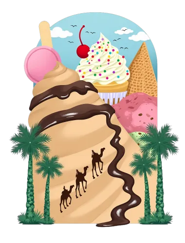 TShirt Design: Ice Cream Adventure in the Desert