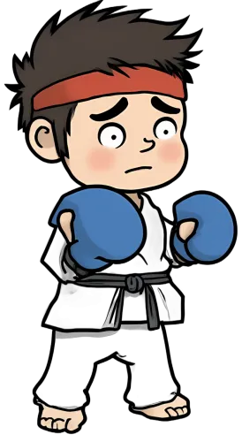 Customized Tee Shirts: Chibi Karate Fighter with Boxing Gloves