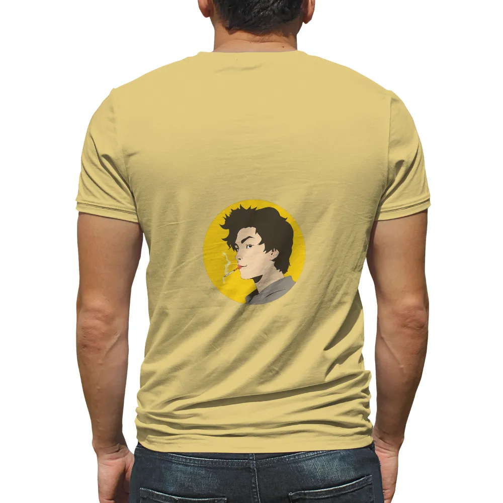 Custom Tee Shirts: Cyberpunk Anime Character with Yellow Circle Background|anime merch death note