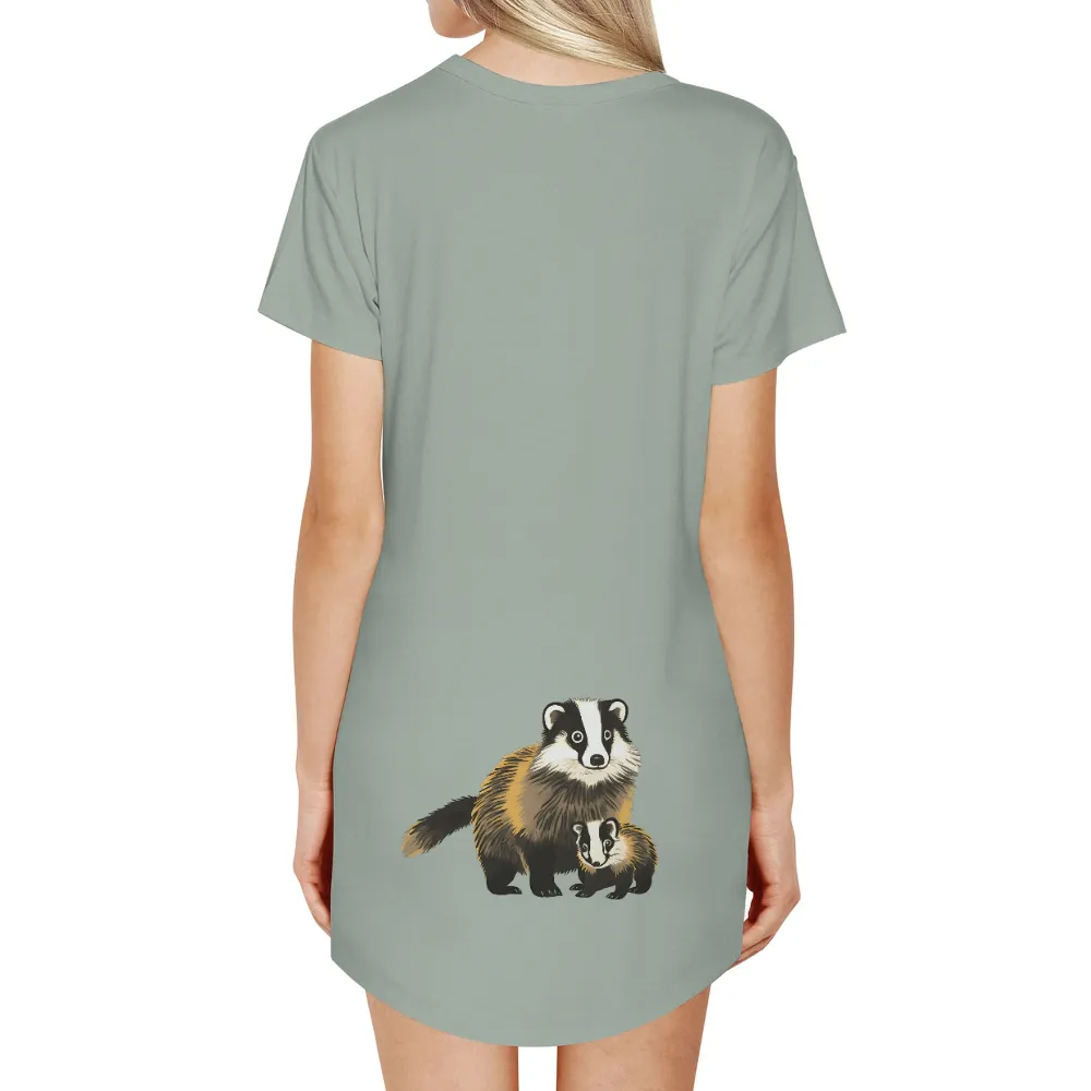 Custom Tee Shirts: Badger Family Love - Wildlife Illustration|best sun protection clothing men