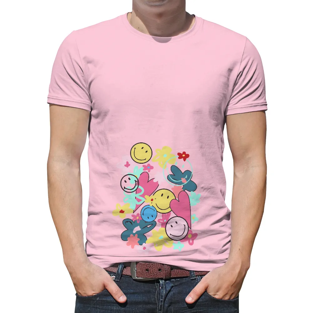 T-Shirts Design: Spread Joy with Smiley Faces and Vibrant Flowers|dad a sons first hero a daughters first love shirt