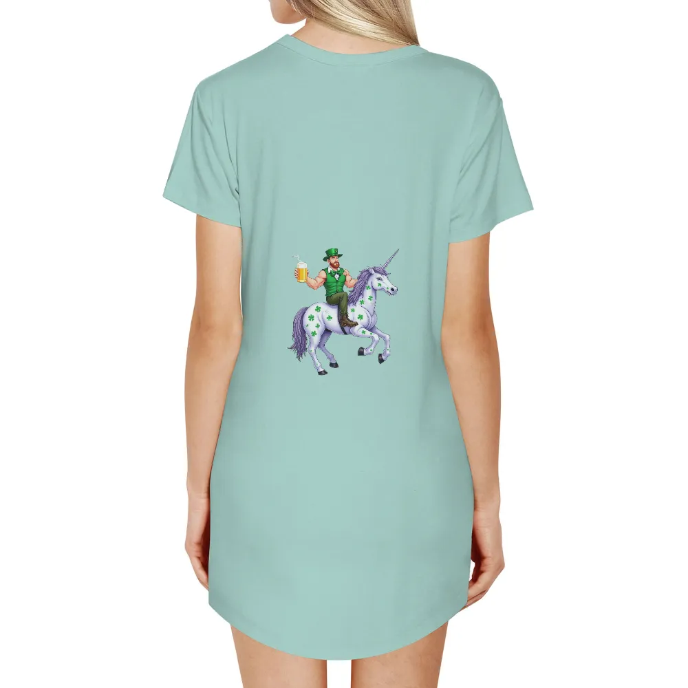 Tee Shirts Printed: Celebrate St. Patrick's Day with Unicorn Magic|muscular man in traditional Irish attire