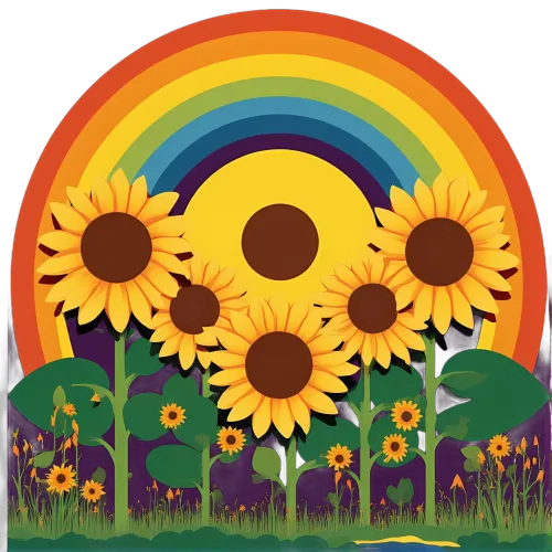 TShirt Printing: Sunflowers Under the Rainbow - Artistic Designs