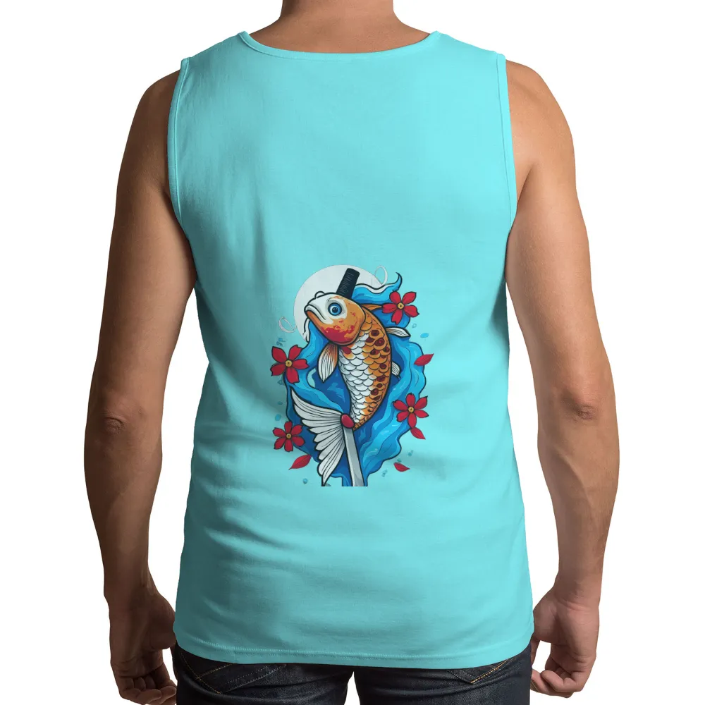 Custom Tee Shirts: Koi Fish & Katana Art | Japanese Culture Inspired Design| Traditional Japanese elements